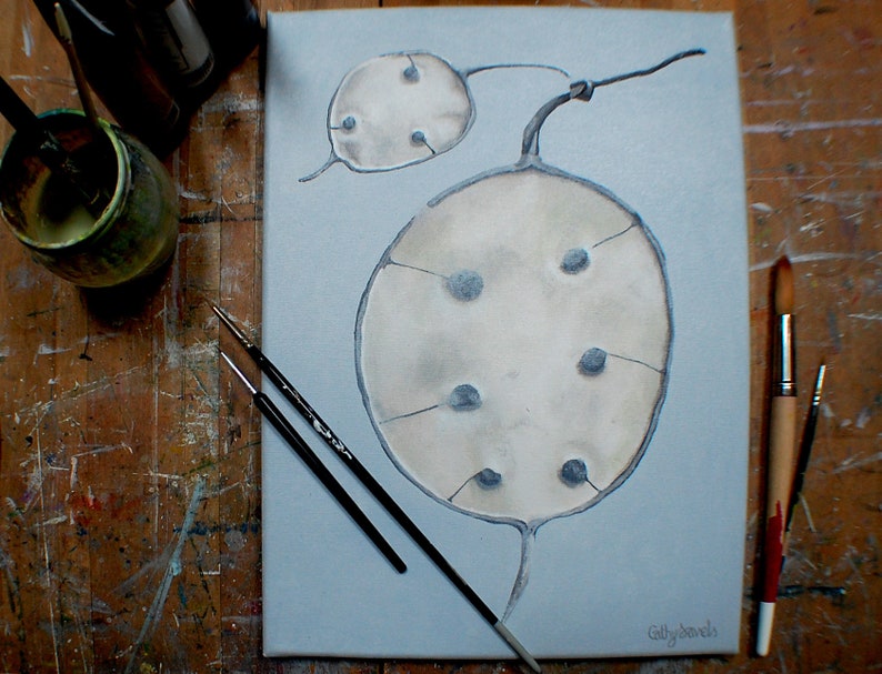 Honesty Painting  Lunaria Abstract Silver Dollar Money Plant image 0