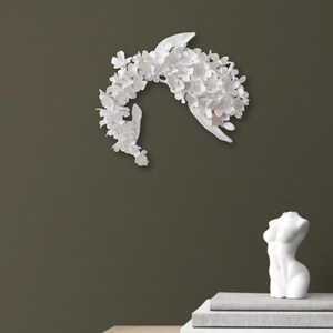 Handmade Forget Me Not Clay Wall Sculpture: White Cottage Core Floral Botanical Dimensional Art