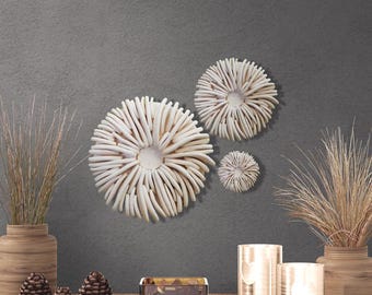 Coastal Wall Sculpture Art - Ocean Dimensional Biomorphic Coral Wall Art