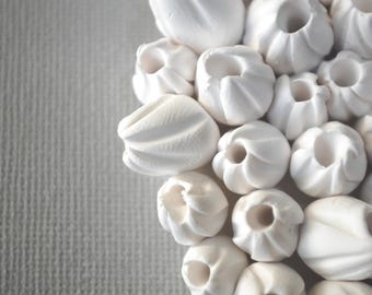Barnacle Wall Sculpture: Ocean Inspired White Clay Art Tile Beach House Decor