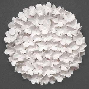 Hydrangea Sculpture 3D Wall Art - White Flowers Wall Decor Floral Wall Decor Limited Edition