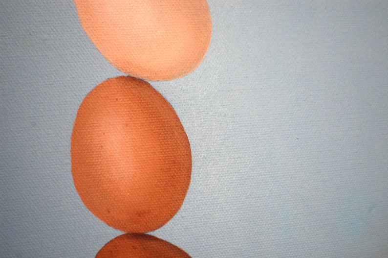 Still Life Painting Stacking Eggs Kitchen Art Surreal Quirky Artwork Acrylic Original Botanical Wall Art image 9