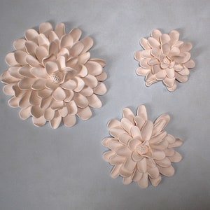 Flower Wall Sculptures - Textured Garden Inspired White Clay Flower Circle Modern Minimalist Wall Hanging