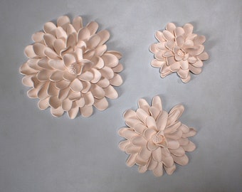 Flower Wall Sculptures - Textured Garden Inspired White Clay Flower Circle Modern Minimalist Wall Hanging