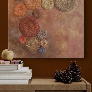 Tree Lichen Painting Abstract Textured Mixed Media Copper and Green Texture Tactile 3D Wall Art image 3