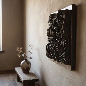 Textured Water Wall Art - Black or Emerald Metallic 3D Dimensional Decor image 4