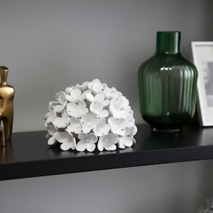 Hydrangea Flower Wall Sculpture: Modern Botanical Wall or Shelf Home Styling Decor