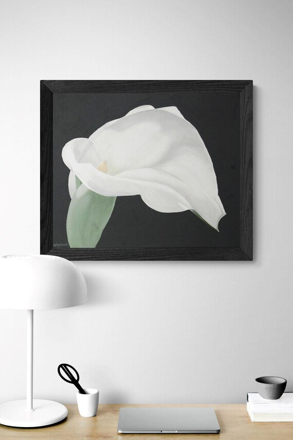 Arum Calla Lily White Flower Painting - Minimalist Floral Wall Decor