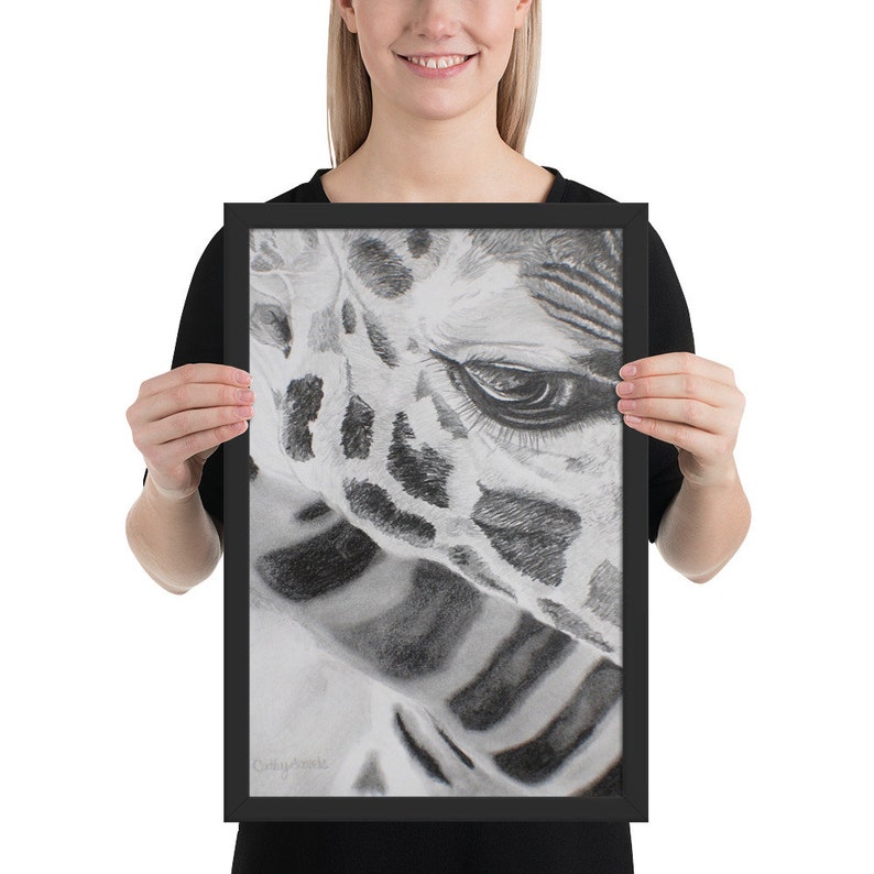 Giraffe Framed Print Giraffe Wall Art Giraffe Illustration Etsy