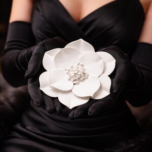 White Clay Dimensional Magnolia Flower Wall Sculpture - Textured Minimalist Floral Art