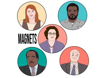 The Office-parody MAGNET set - birthday gift present Stanley-Creed-Phyllis-Meredith-Darryl