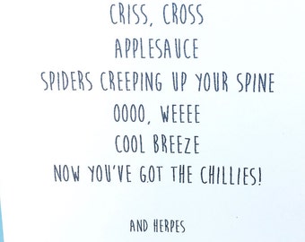 Any occasion card - Criss Cross Applesauce -rhyming -birthday anniversary whatever card