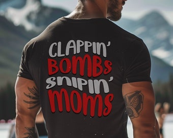 Hockey TShirt Hockey Shirt Hockey Gifts Hockey Mom Hockey Player Shirt Hockey Tee Shirt Clappin Bombs Snipin Moms AlphaWearClothing.Com