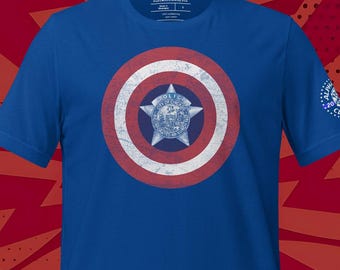 Captain America Chicago Police Department blue line shirt captain America shield shirt print chicago pd clothing pack male and female police