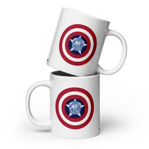 Chicago Police Captain America Coffee Mug | CPD Hero Gift | Marvel Superhero Police Pride Cup | Chicago PD Coffee Cup for Men & Women