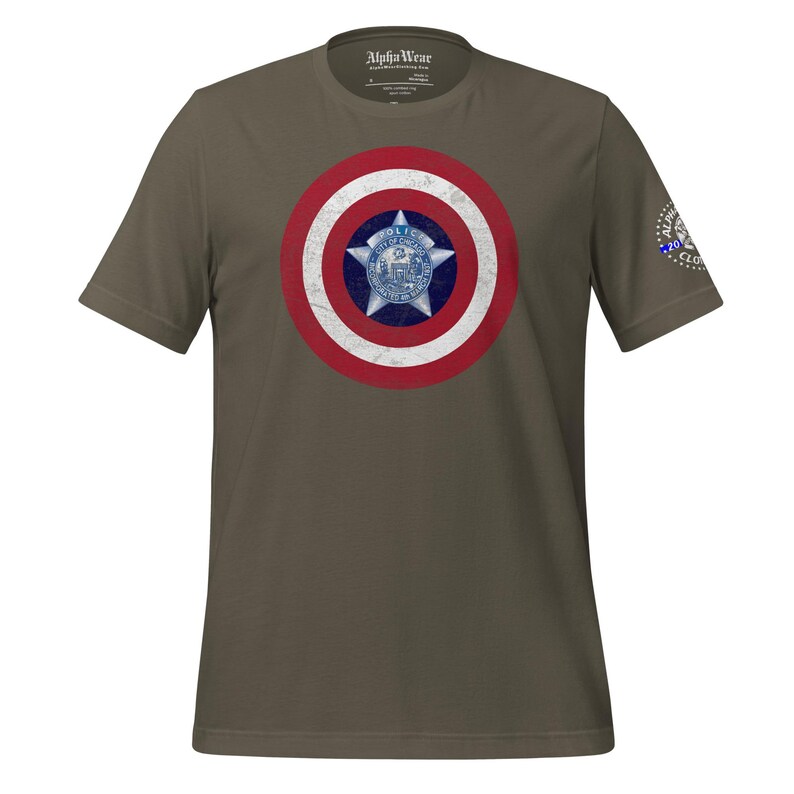 Captain America Chicago Police Department blue line shirt captain America shield shirt print chicago pd clothing pack male and female police