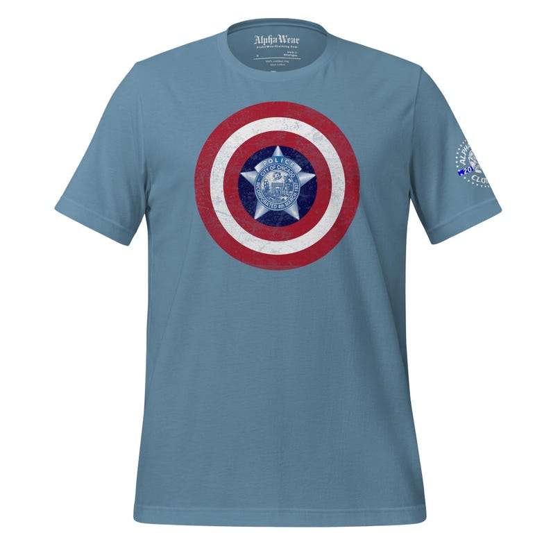 Captain America Chicago Police Department blue line shirt captain America shield shirt print chicago pd clothing pack male and female police