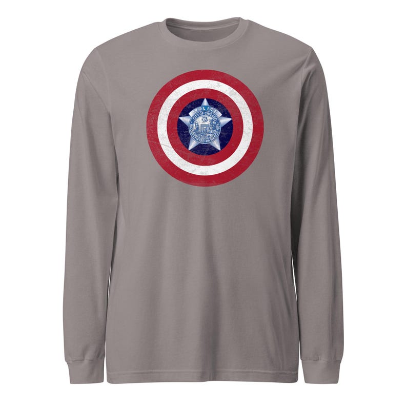 Chicago Police Captain America Long Sleeve Shirt CPD Hero Tee Marvel Superhero Police Pride Chicago PD Gift for Men & Women