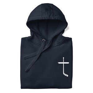 Ice Hockey Jesus Cross Hoodie design Jesus God Christian Hoodies for ice hockey motivation quotes for athletes Bible scriptures for strength