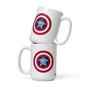 Chicago Police Captain America Coffee Mug | CPD Hero Gift | Marvel Superhero Police Pride Cup | Chicago PD Coffee Cup for Men & Women