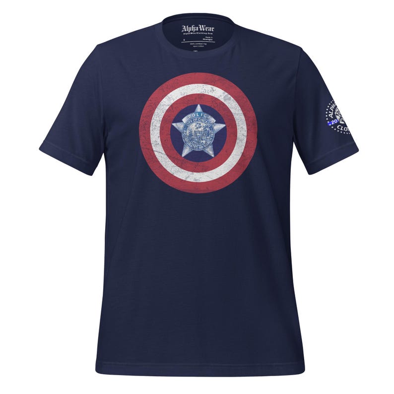 Captain America Chicago Police Department blue line shirt captain America shield shirt print chicago pd clothing pack male and female police