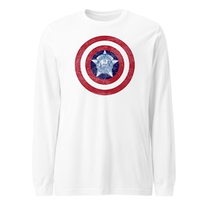 Chicago Police Captain America Long Sleeve Shirt CPD Hero Tee Marvel Superhero Police Pride Chicago PD Gift for Men & Women