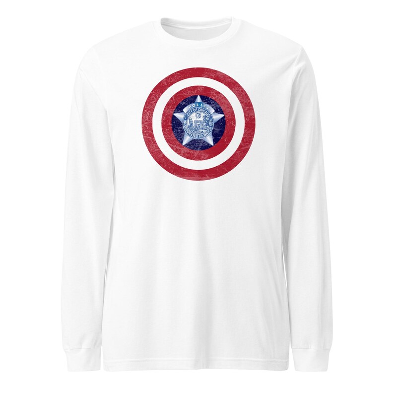 Chicago Police Captain America Long Sleeve Shirt CPD Hero Tee Marvel Superhero Police Pride Chicago PD Gift for Men & Women