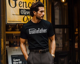 Regalos de hockey, camiseta de hockey, regalo para papá de hockey, camiseta personalizada de hockey, camiseta de hockey inspirada en el Padrino, camiseta de hockey "Goaliefather" / AlphaWearClothing.Com