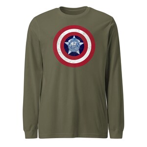 Chicago Police Captain America Long Sleeve Shirt CPD Hero Tee Marvel Superhero Police Pride Chicago PD Gift for Men & Women