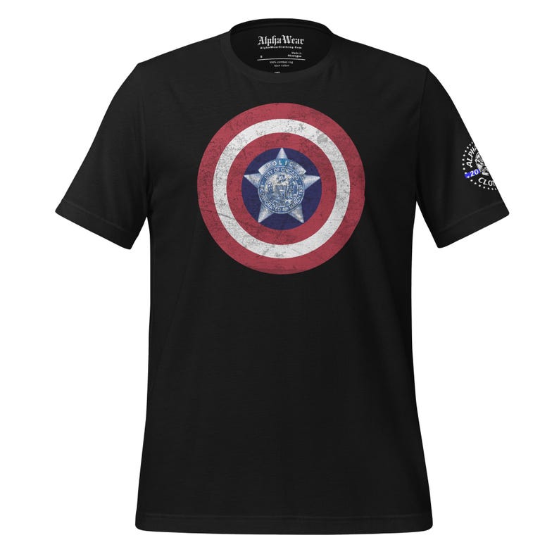 Captain America Chicago Police Department blue line shirt captain America shield shirt print chicago pd clothing pack male and female police