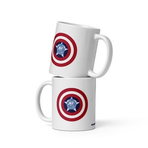 Chicago Police Captain America Coffee Mug | CPD Hero Gift | Marvel Superhero Police Pride Cup | Chicago PD Coffee Cup for Men & Women