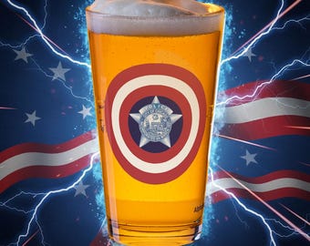 Chicago Police Captain America Pint Glass DC comics collectibles for men birthday gift for him boyfriend birthday gift ideas for police