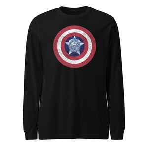 Chicago Police Captain America Long Sleeve Shirt CPD Hero Tee Marvel Superhero Police Pride Chicago PD Gift for Men & Women