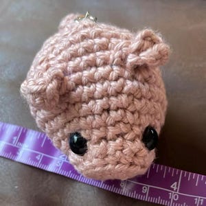 Dusty Rose Crochet Pig Keychain Cute Amigurumi Bag Charm