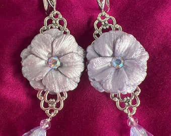 Lavender Ice Flower Drop Earrings