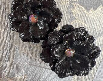 Black Flower Studs