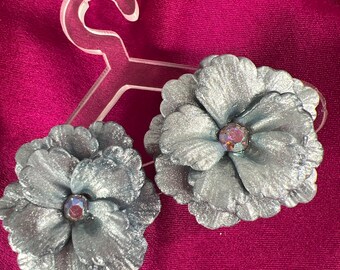 Frosty Blue Flower Studs