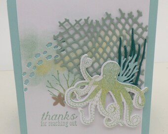 Octopus Memo Pad Note Card Holder Engraved Sea Life Gift 248