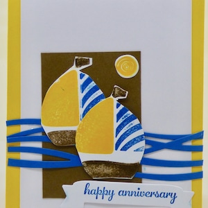 Handmade Anniversary Card for Sailor, Nautical Card, Boating Card, Sailing the Seas Greeting for Him, Man, Husband, Navy, Adventurer, Beach image 3