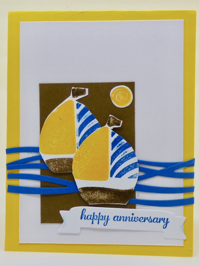 Handmade Anniversary Card for Sailor, Nautical Card, Boating Card, Sailing the Seas Greeting for Him, Man, Husband, Navy, Adventurer, Beach image 3