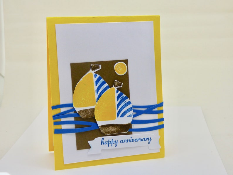 Handmade Anniversary Card for Sailor, Nautical Card, Boating Card, Sailing the Seas Greeting for Him, Man, Husband, Navy, Adventurer, Beach image 1