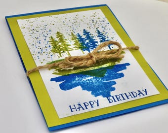 Lake birthday day greeting, outdoor adventure B day card, unisex