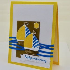 Handmade Anniversary Card for Sailor, Nautical Card, Boating Card, Sailing the Seas Greeting for Him, Man, Husband, Navy, Adventurer, Beach image 4