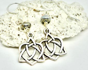 Celtic trinity knot silver earrings, Irish jewelry, geometric dangle