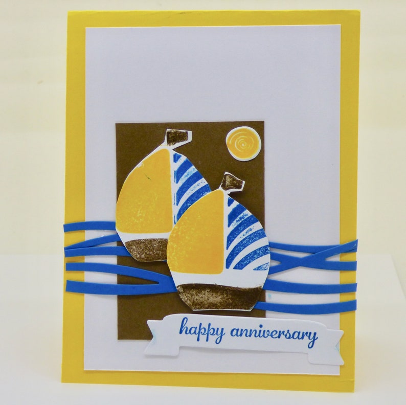 Handmade Anniversary Card for Sailor, Nautical Card, Boating Card, Sailing the Seas Greeting for Him, Man, Husband, Navy, Adventurer, Beach image 2