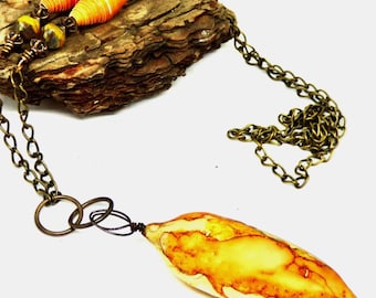 Handmade Seed Pod Pendant Necklace: Organic Boho Art Jewelry