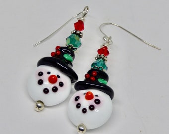 Snowman Earrings, Cute Winter Earrings, Snowman Jewelry, Snowman collector, Winter Gift for Daughter, Friend, Wife, Girlfriend