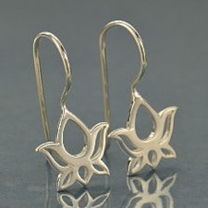 Lotus Flower Sterling Silver Earrings, Large Abstract Floral Dangles, Unique Statement Botanical Drops, Yoga Jewelry or Gift for Yogi image 1