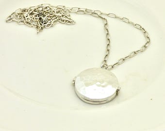 Hammered Sterling Silver Locket Necklace: Keepsake Jewelry, 24 Inch Chain