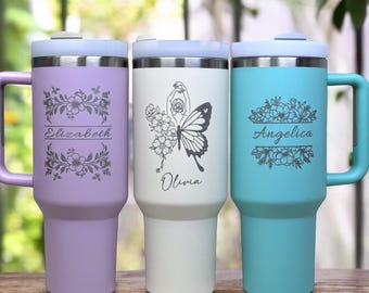 Personalized 40oz Stainless Steel Tumbler, Custom Engraved Travel Mug